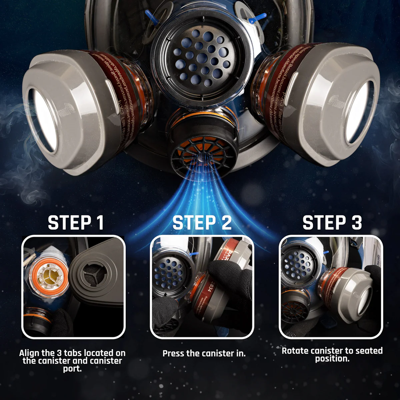 PD-101 Full Face Respirator with 2 filters included